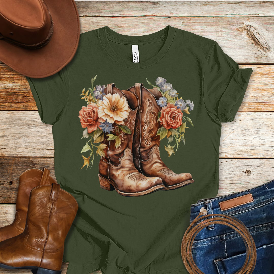 Red Roses Boots T-Shirt