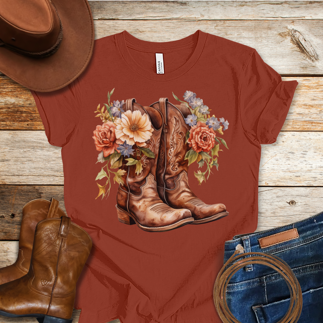Red Roses Boots T-Shirt