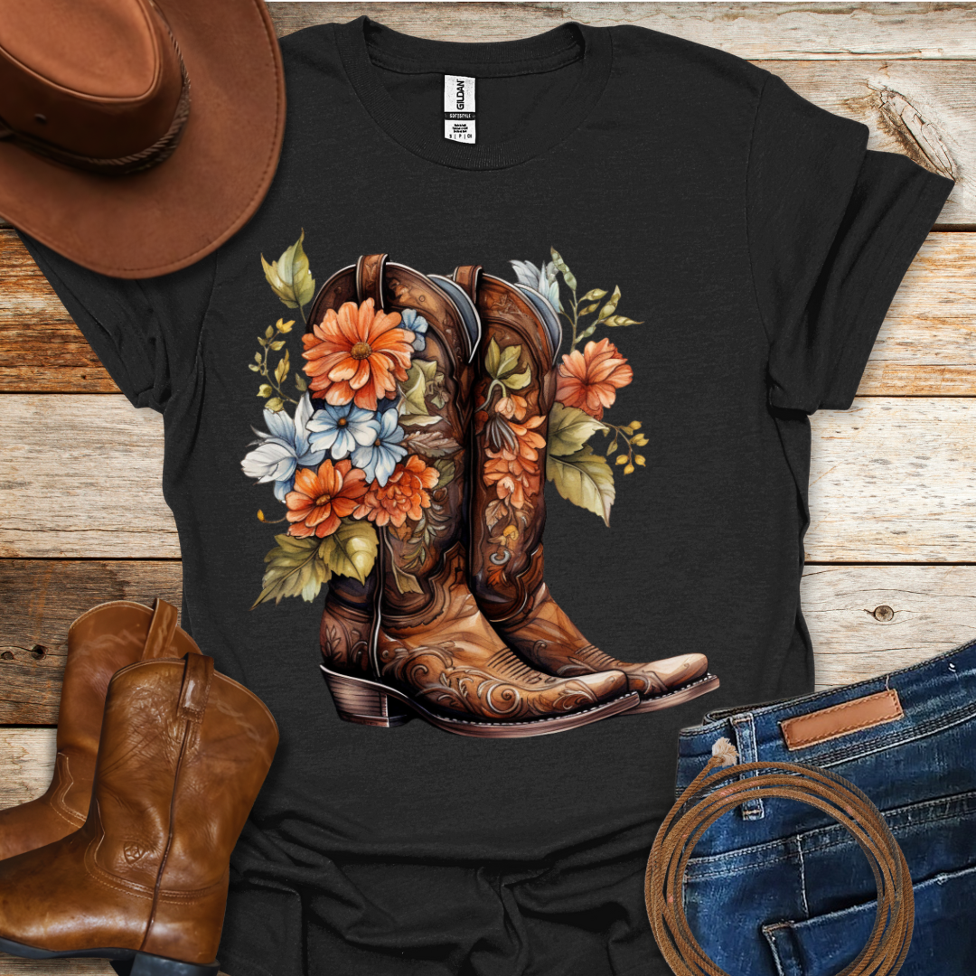 Bouquet Worn Boots T-Shirt