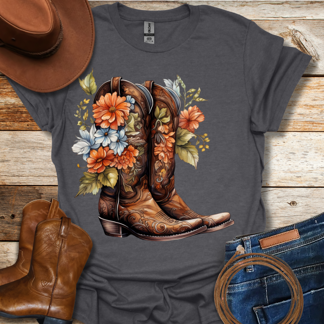 Bouquet Worn Boots T-Shirt