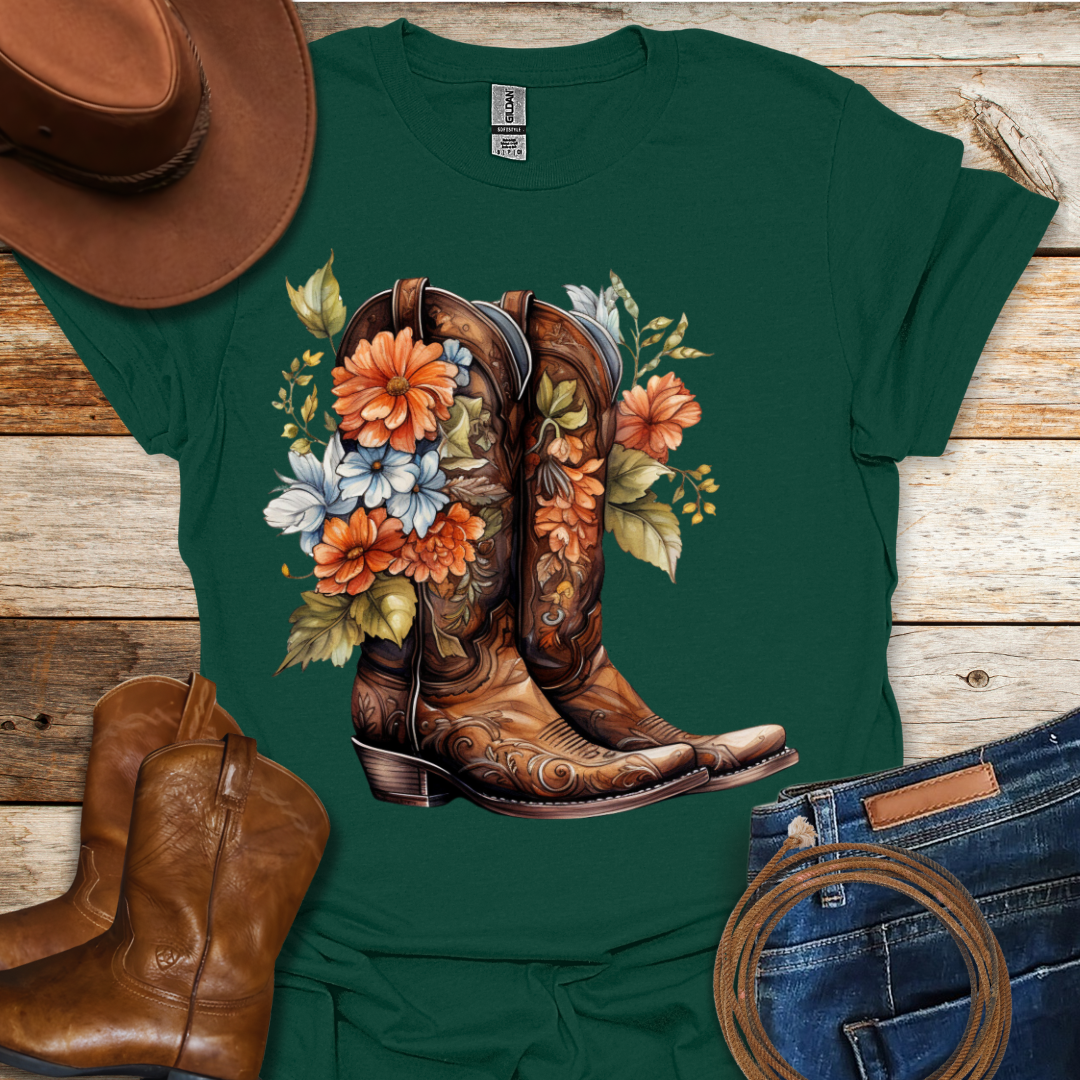 Bouquet Worn Boots T-Shirt