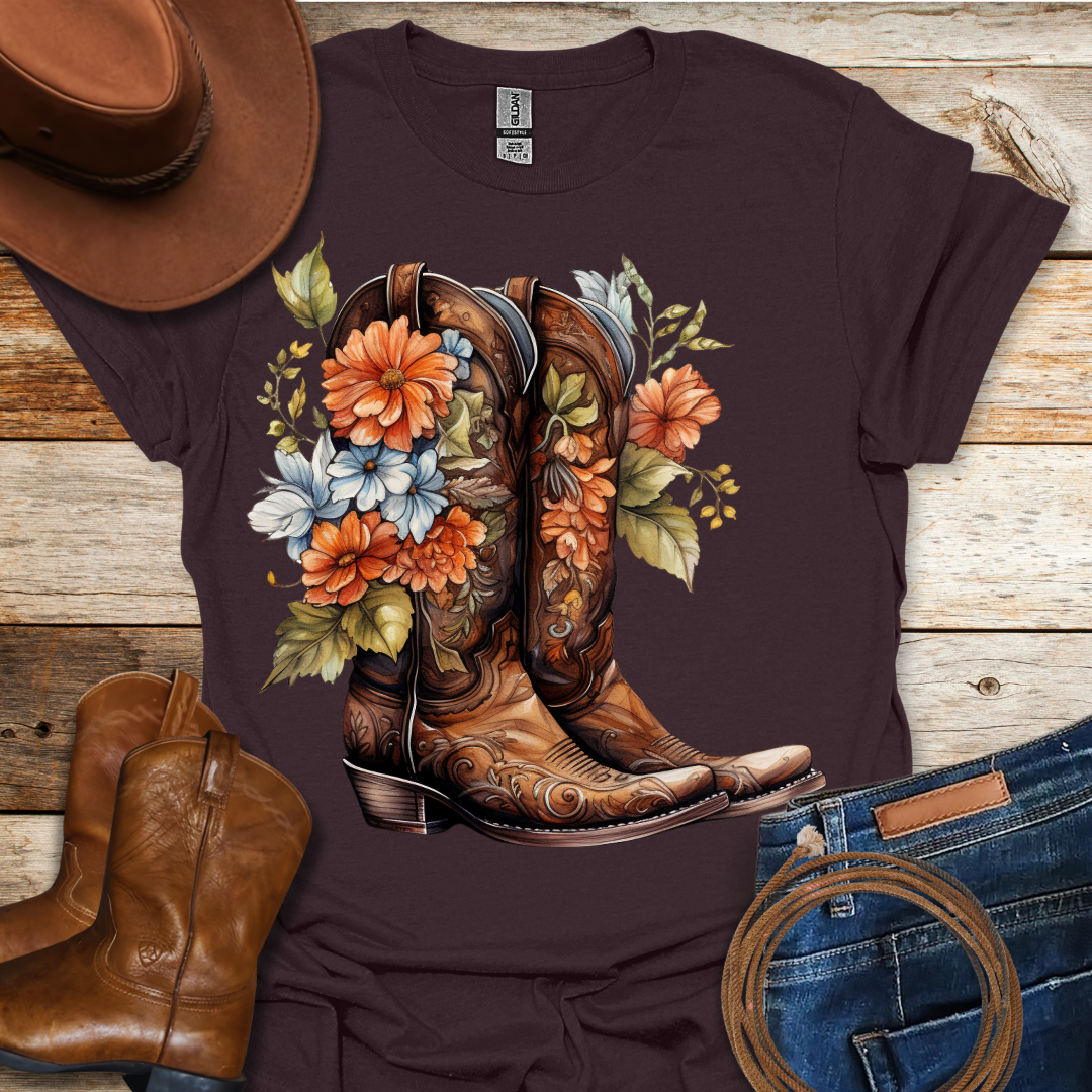 Bouquet Worn Boots T-Shirt