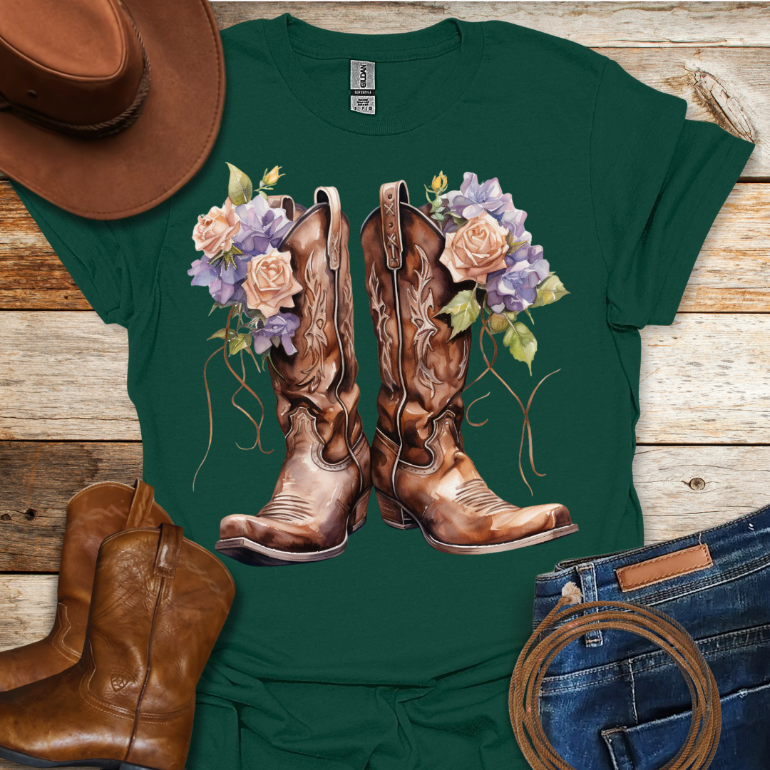 Worn Clematis Boots T-Shirt