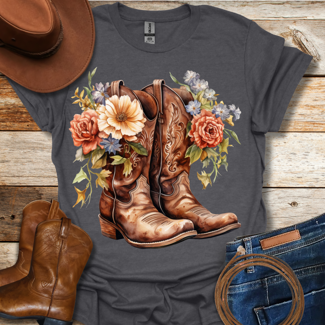 Red Roses Boots T-Shirt