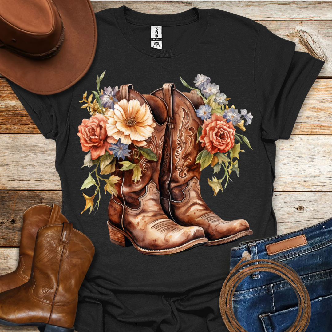 Red Roses Boots T-Shirt