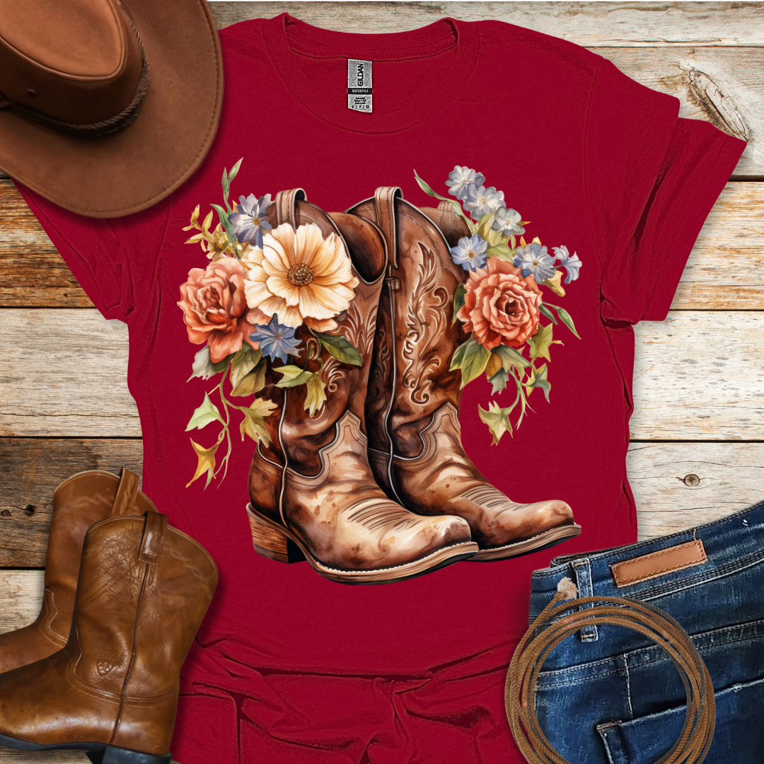 Red Roses Boots T-Shirt