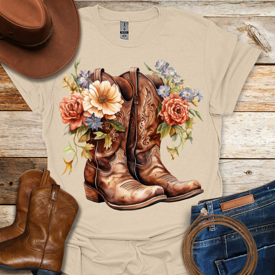 Red Roses Boots T-Shirt