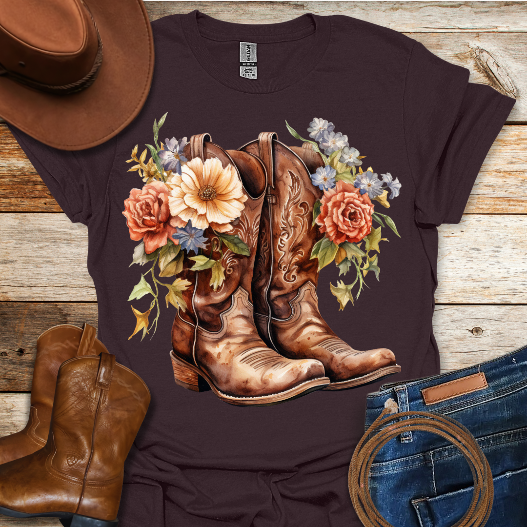 Red Roses Boots T-Shirt