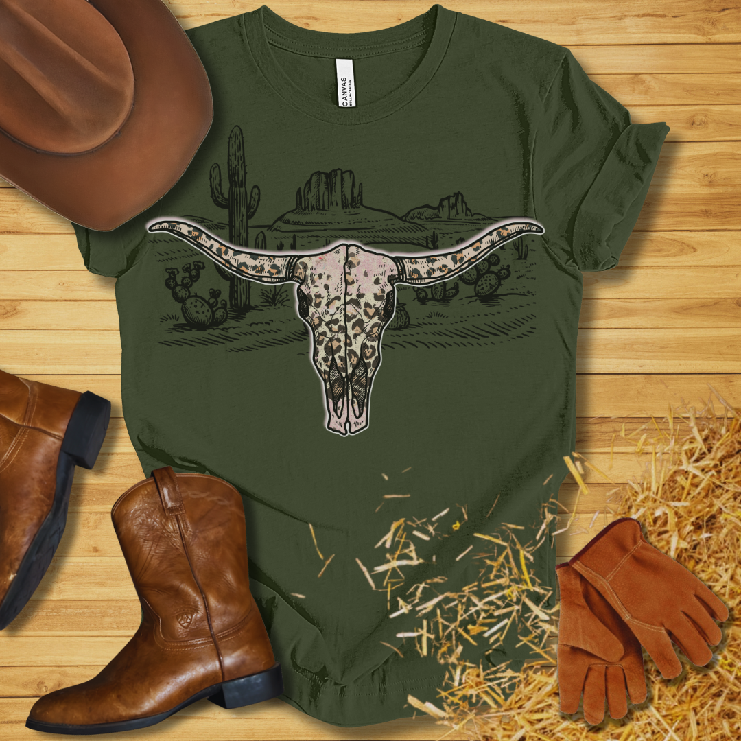 Leopard Cow Skull T-Shirt