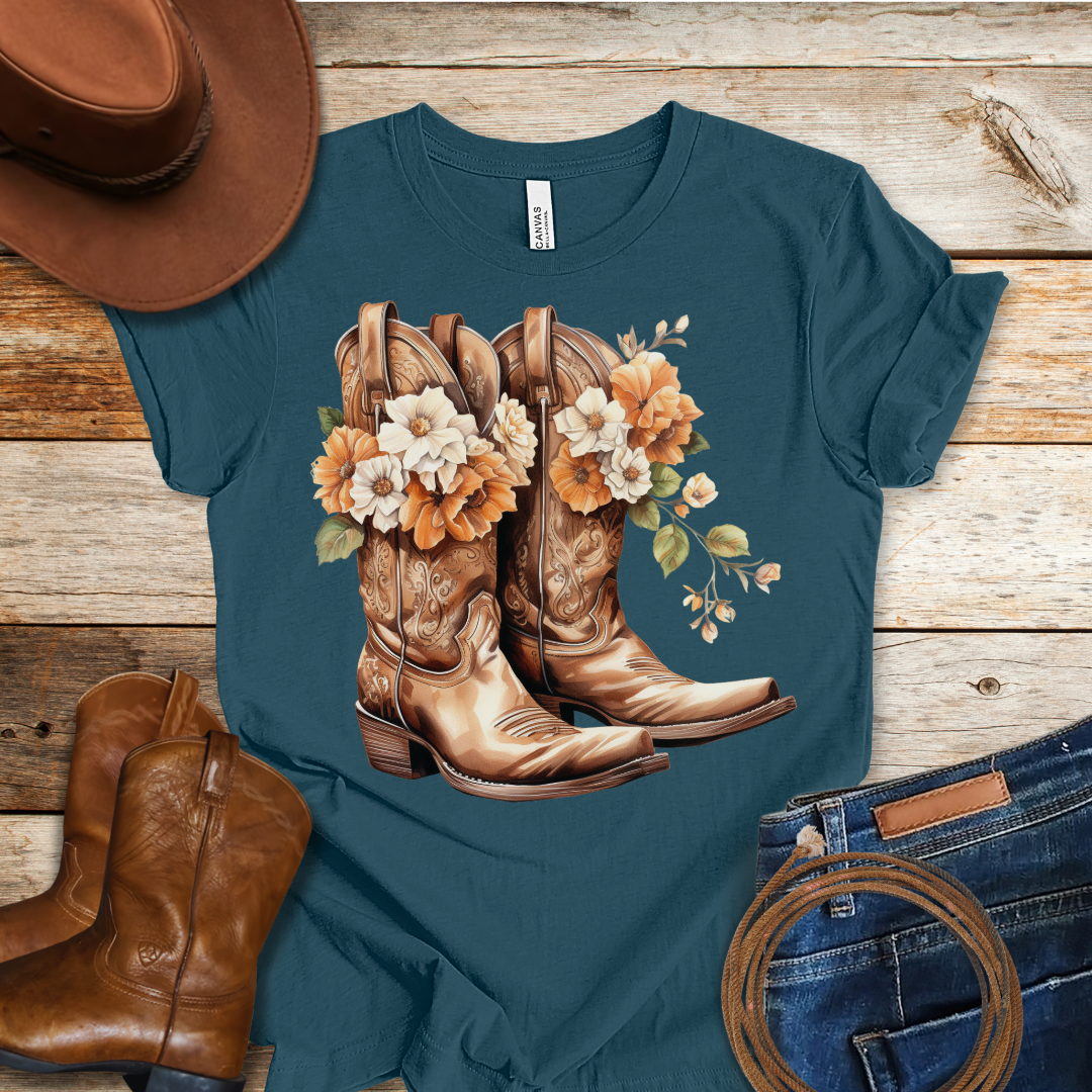 Orange Daisy Boots T-Shirt