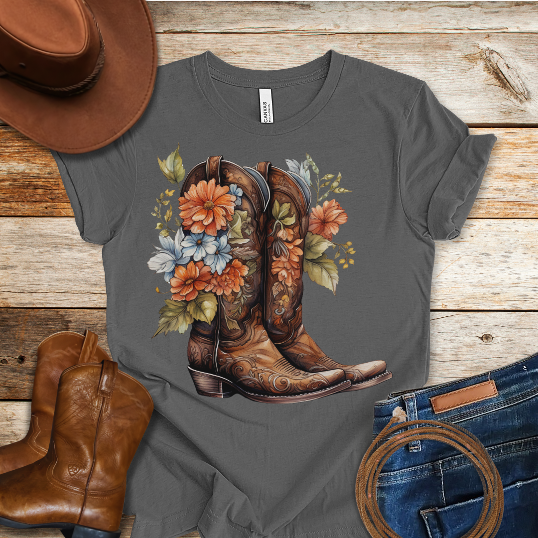 Bouquet Worn Boots T-Shirt