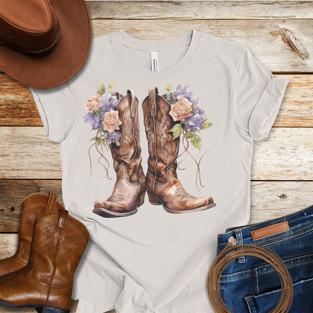 Pink Rose Boots T-Shirt