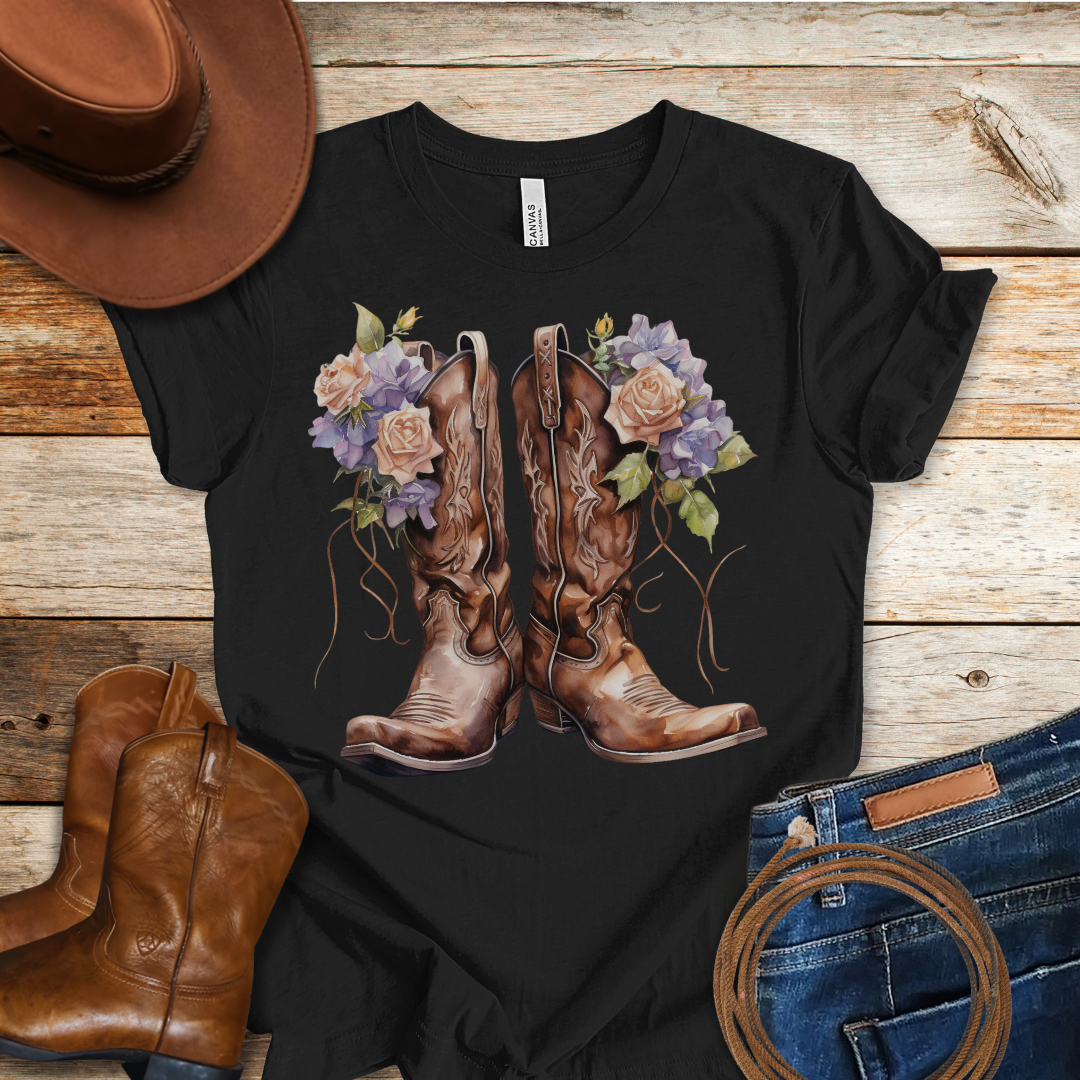 Pink Rose Boots T-Shirt