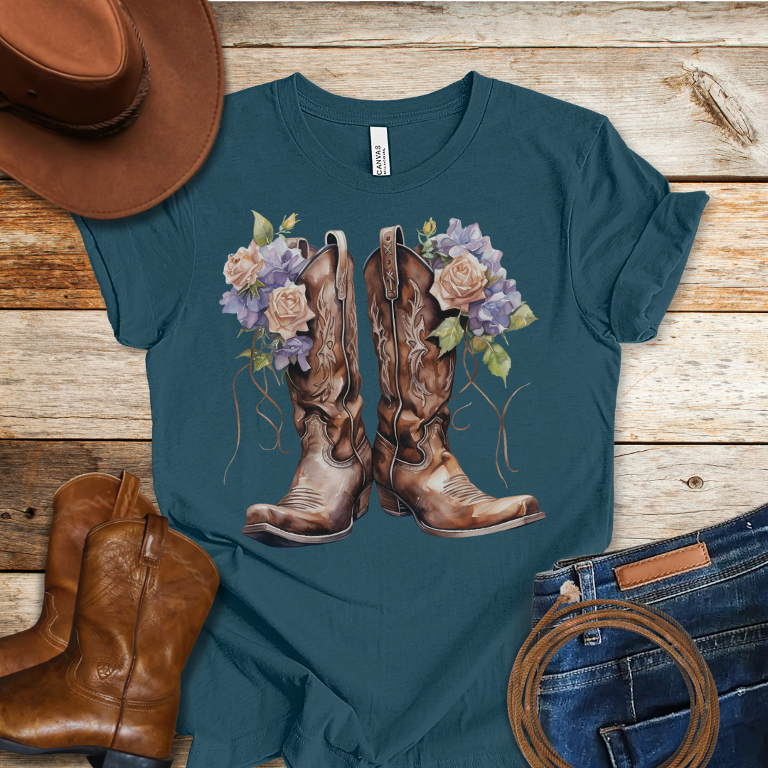Pink Rose Boots T-Shirt