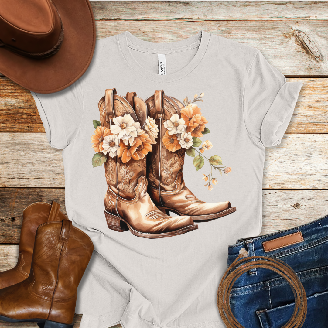Orange Daisy Boots T-Shirt