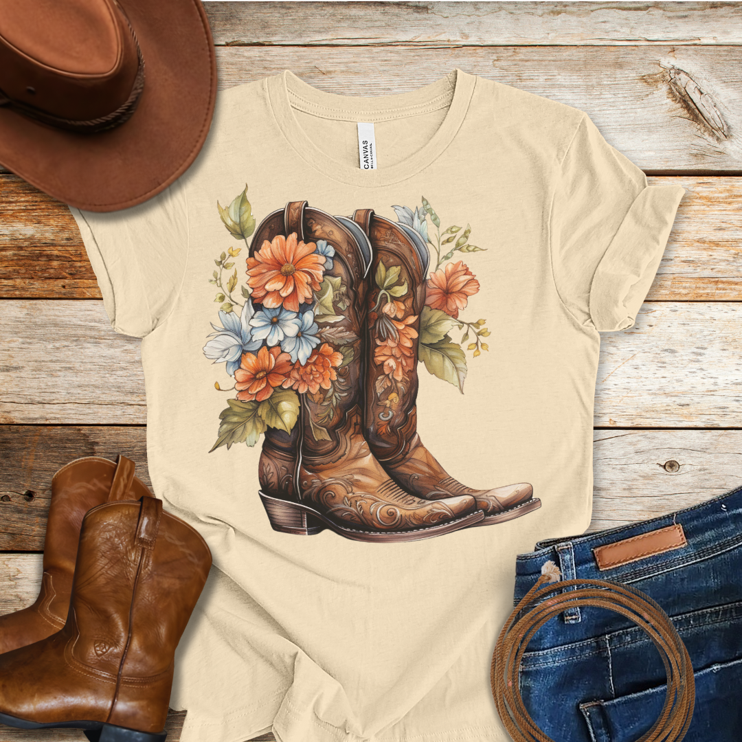 Bouquet Worn Boots T-Shirt