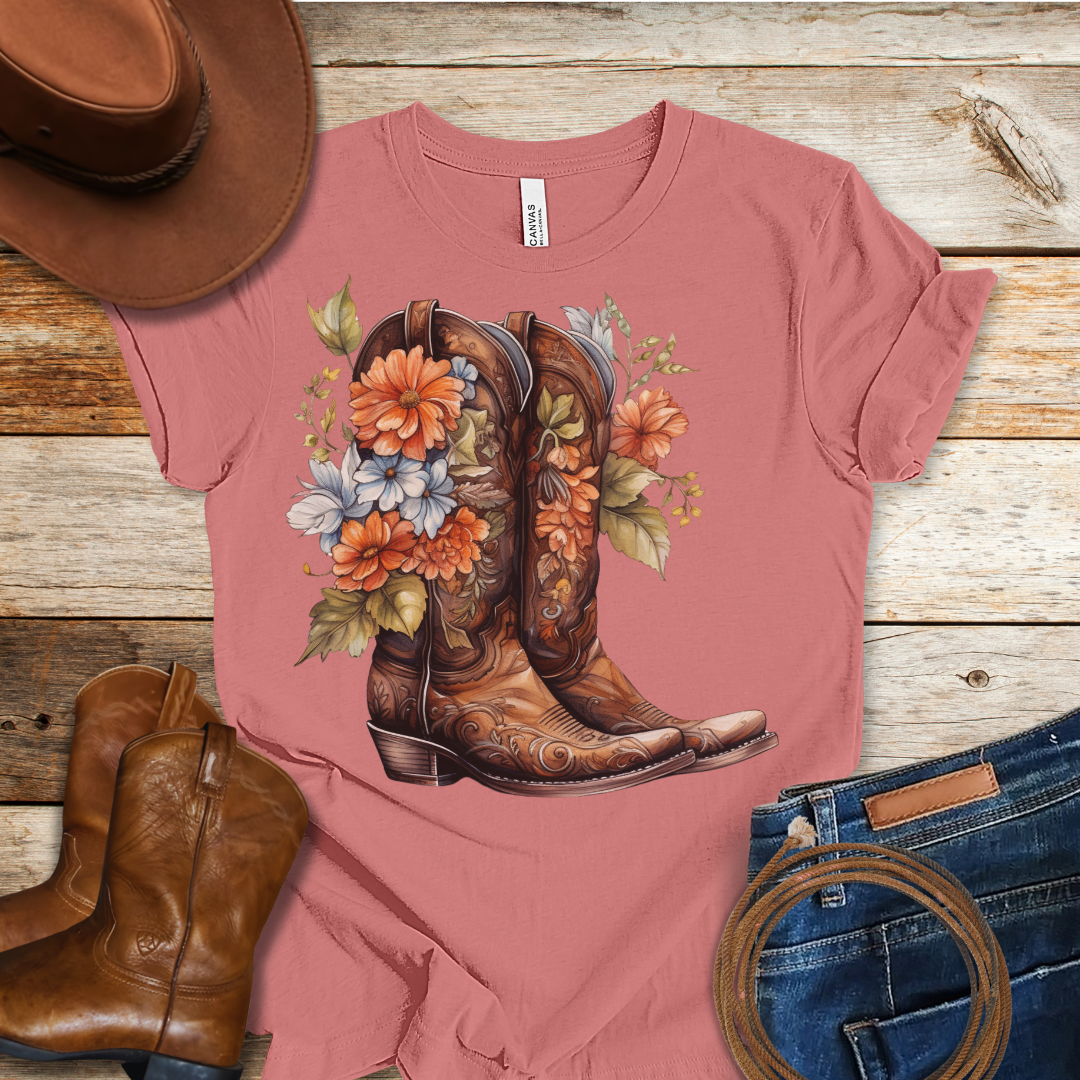 Bouquet Worn Boots T-Shirt