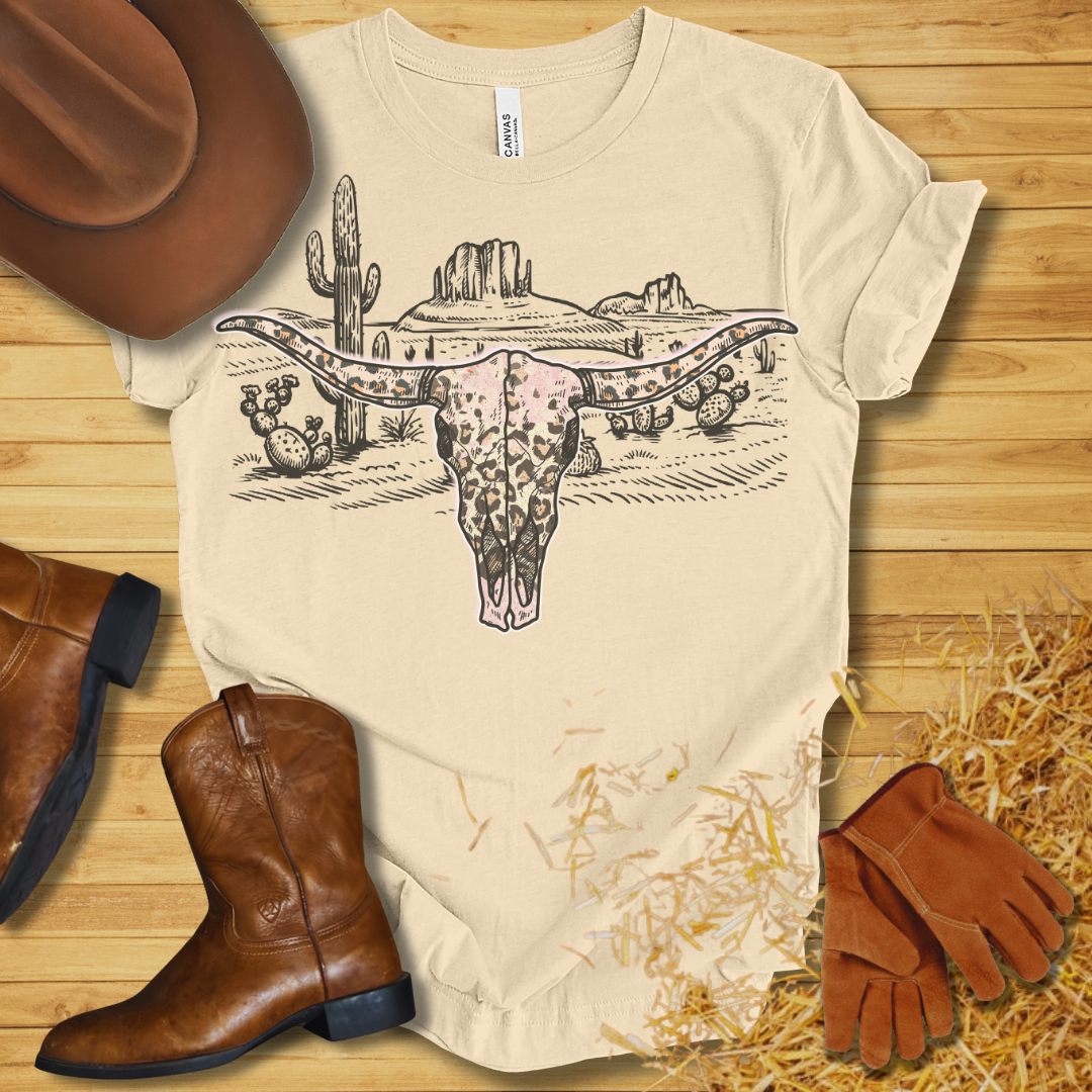 Leopard Cow Skull T-Shirt