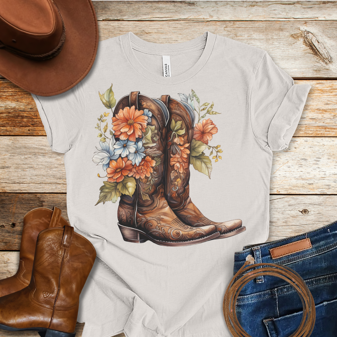 Bouquet Worn Boots T-Shirt