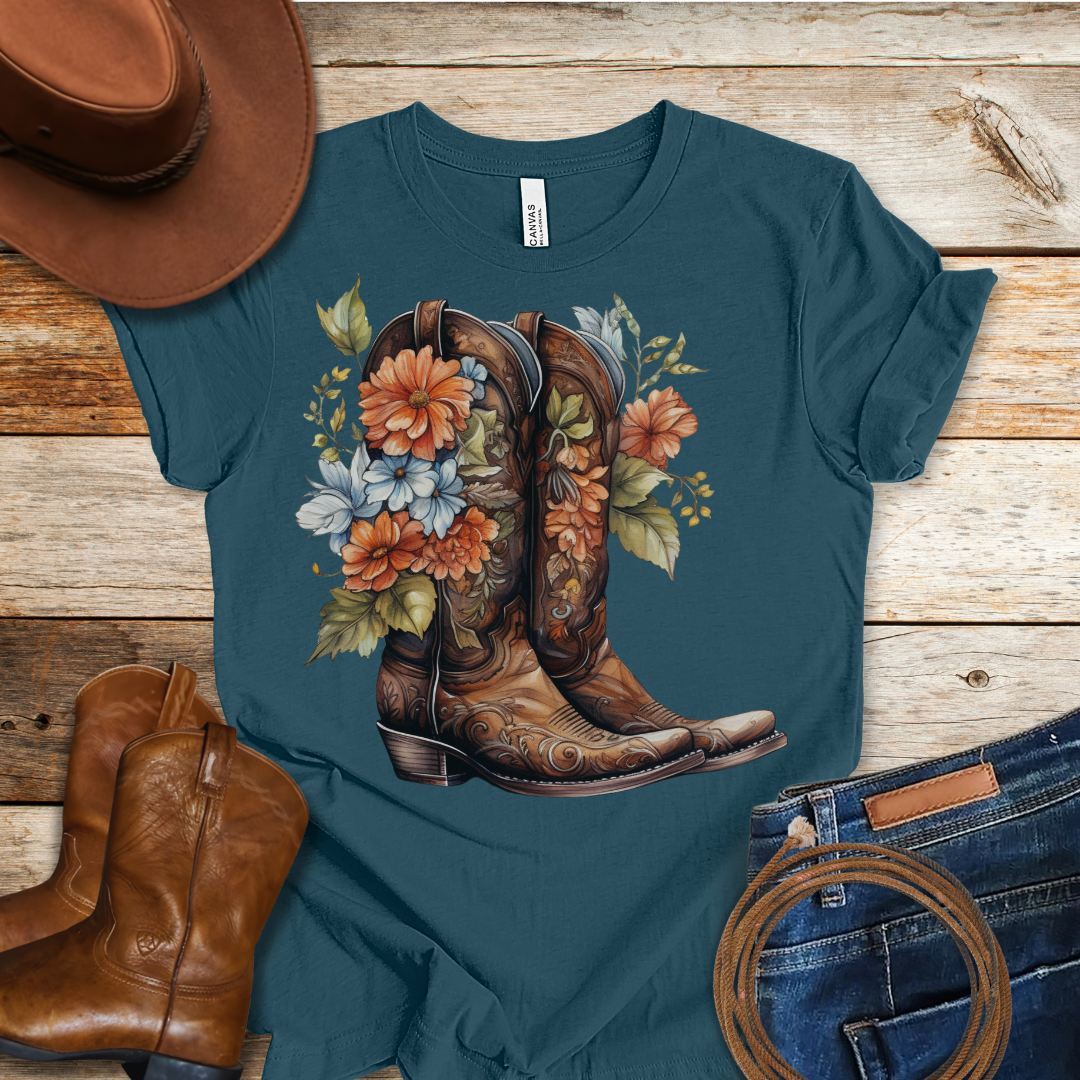 Bouquet Worn Boots T-Shirt