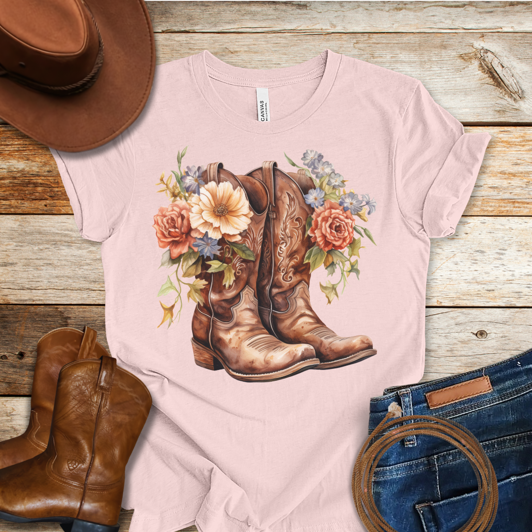 Red Roses Boots T-Shirt