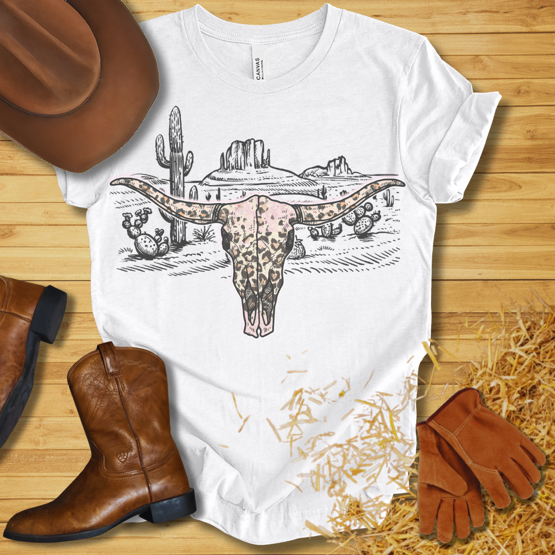 Leopard Cow Skull T-Shirt