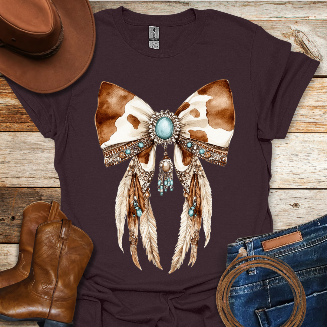 Cow Bow Feathers T-Shirt