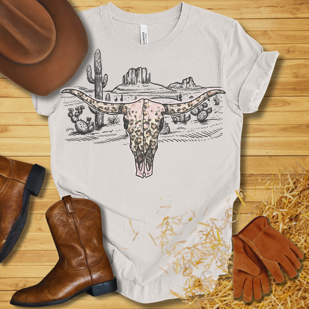 Leopard Cow Skull T-Shirt