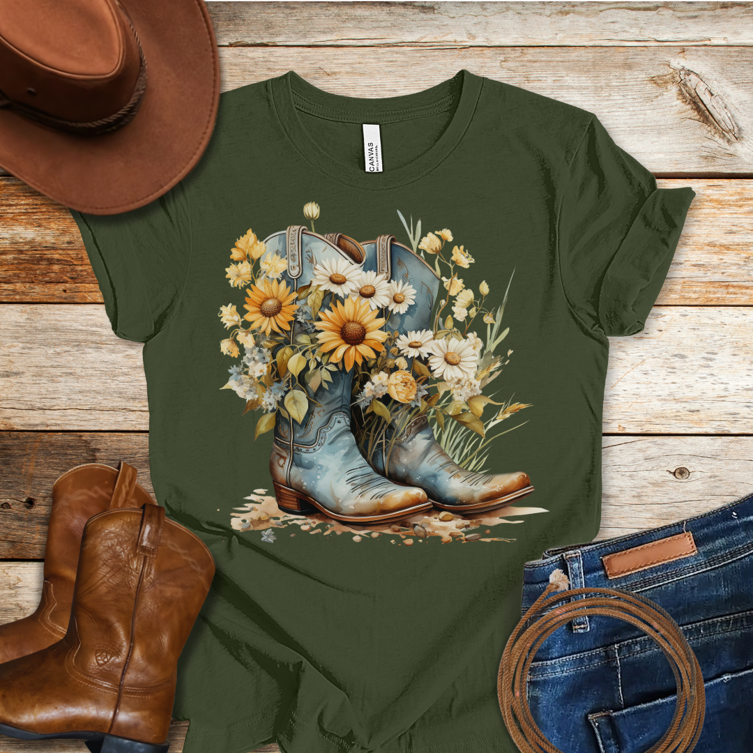 Worn Daisy Boots T-Shirt