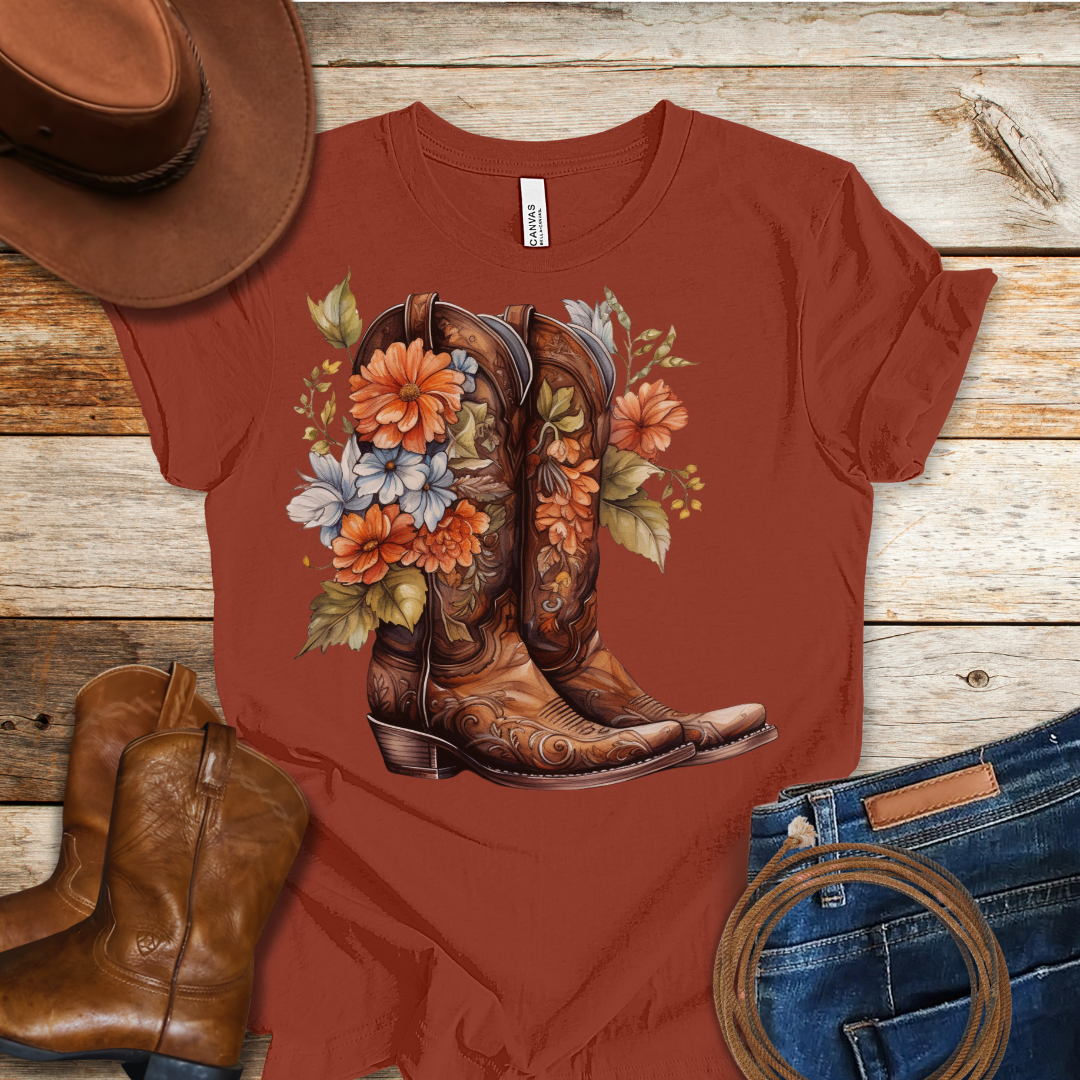 Bouquet Worn Boots T-Shirt