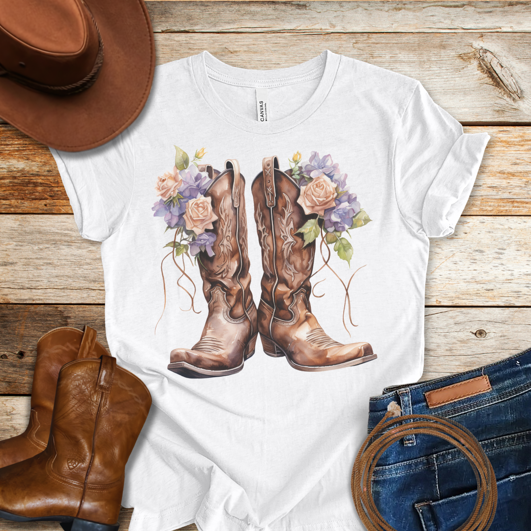 Pink Rose Boots T-Shirt