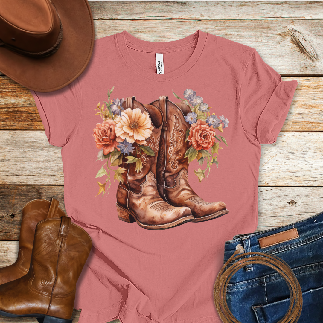 Red Roses Boots T-Shirt