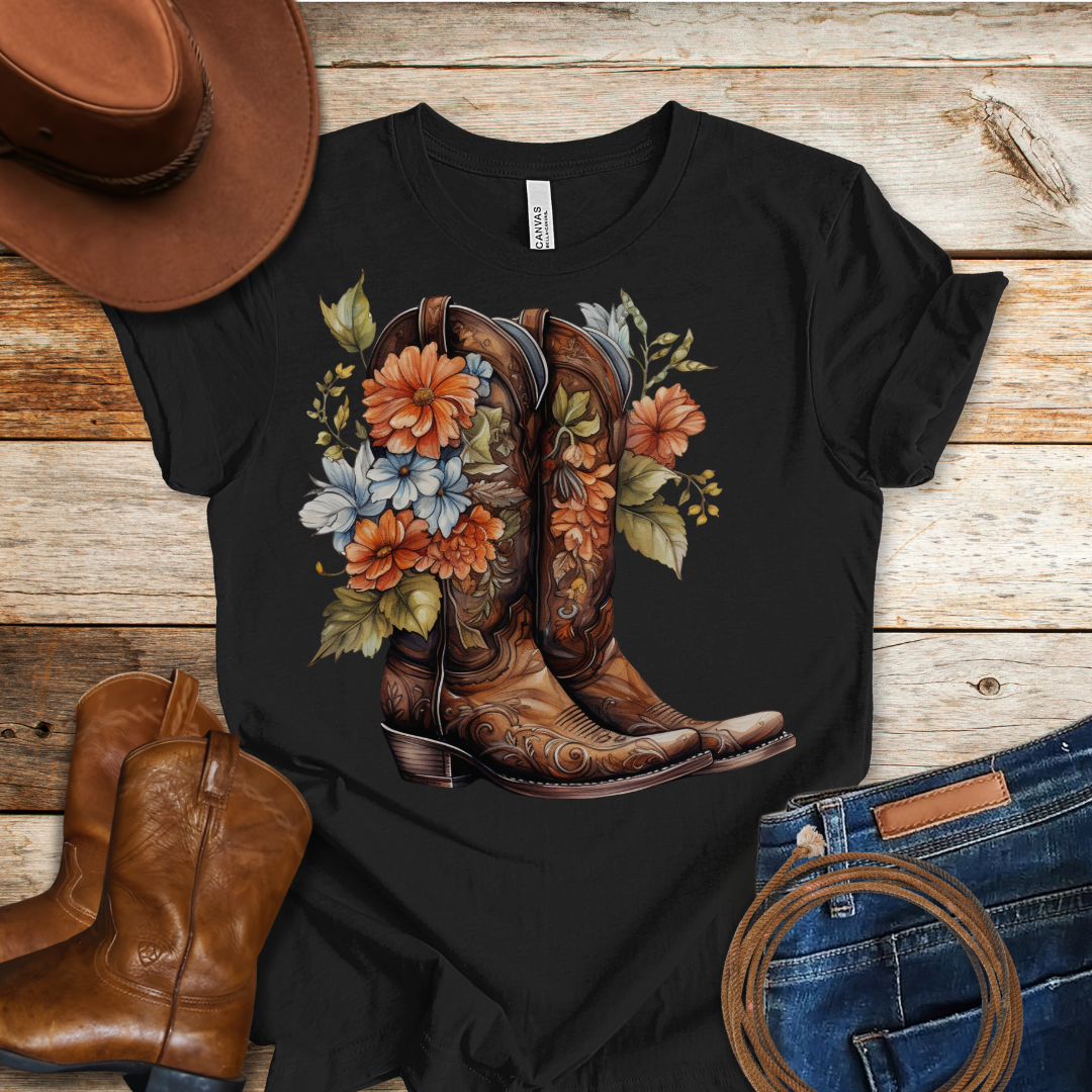 Bouquet Worn Boots T-Shirt
