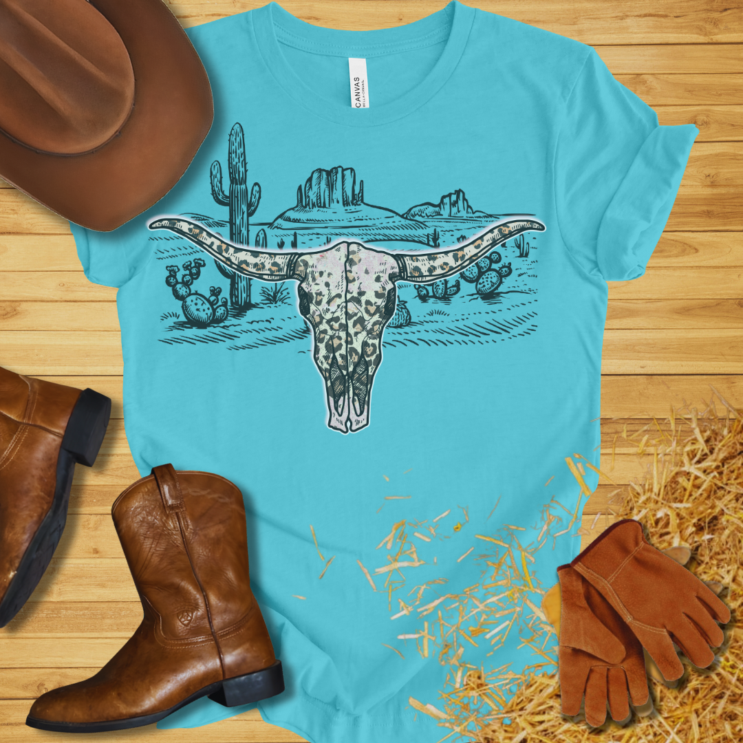 Leopard Cow Skull T-Shirt