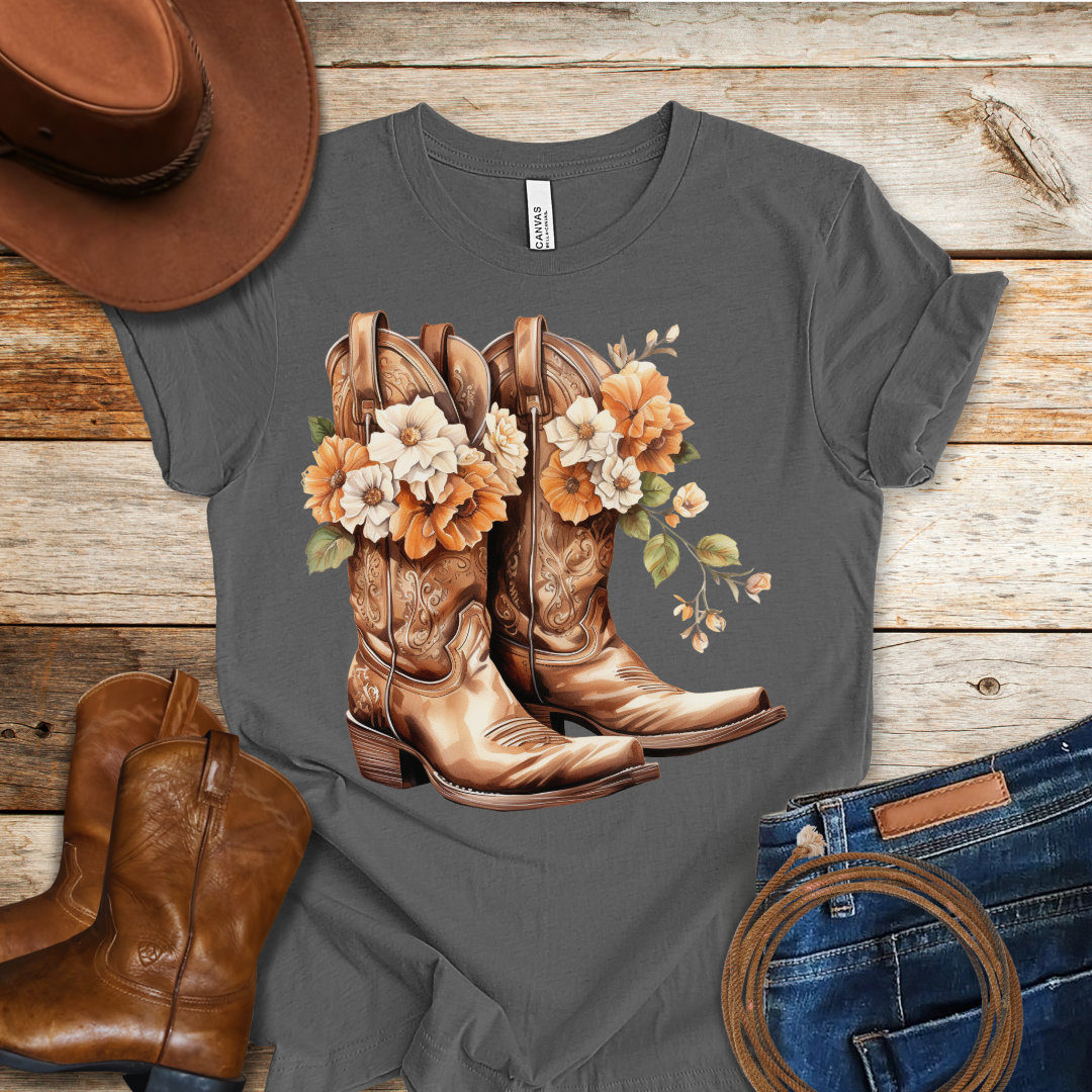 Orange Daisy Boots T-Shirt