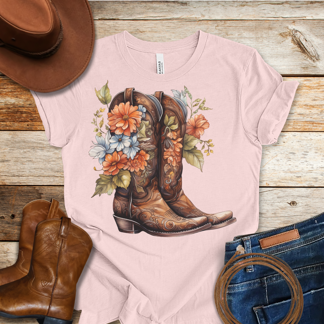 Bouquet Worn Boots T-Shirt