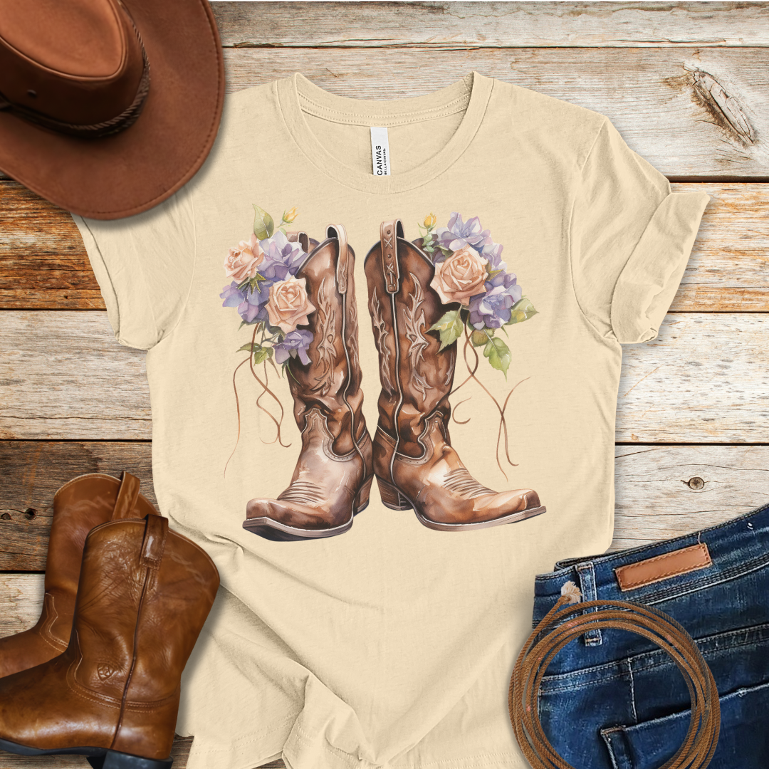 Pink Rose Boots T-Shirt