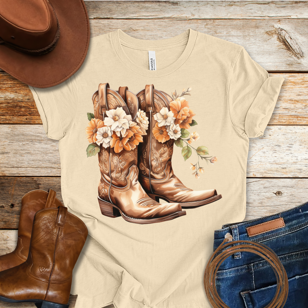 Orange Daisy Boots T-Shirt
