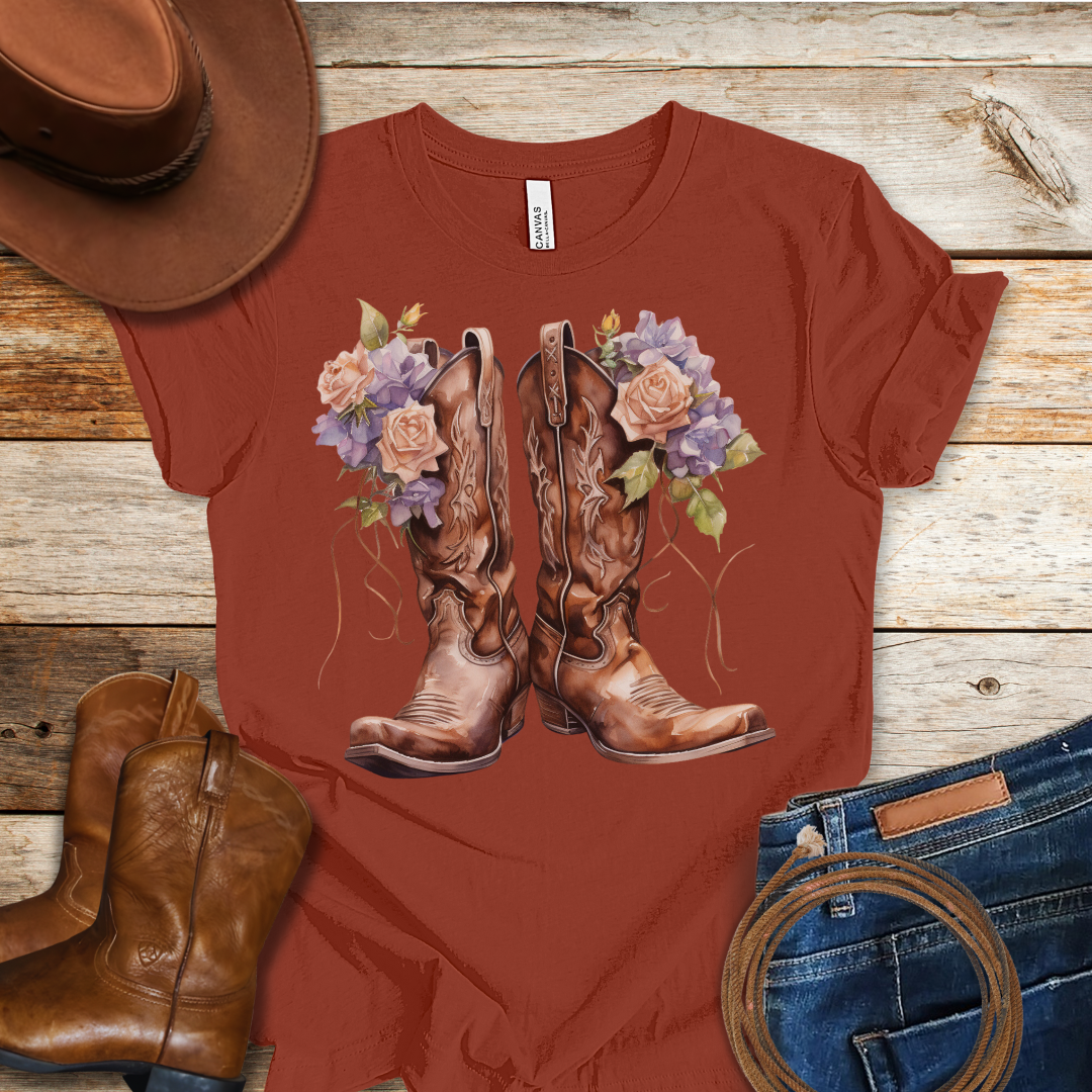 Pink Rose Boots T-Shirt