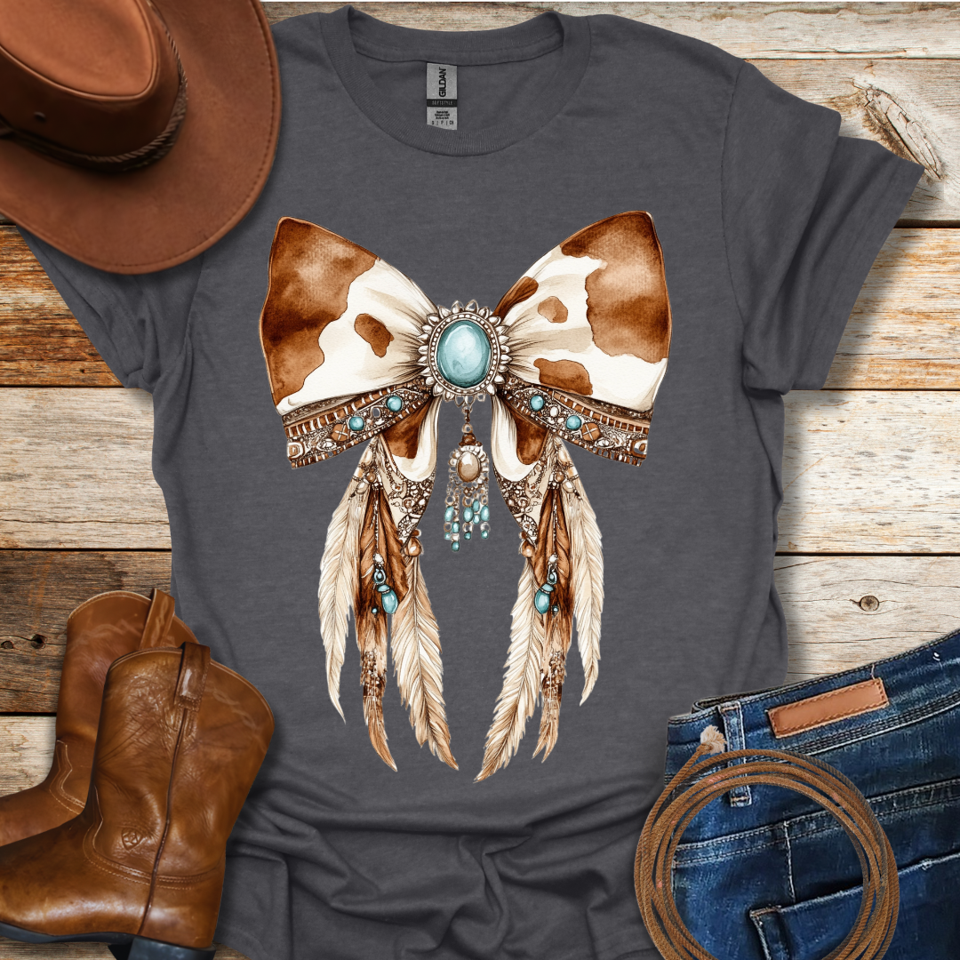 Cow Bow Feathers T-Shirt
