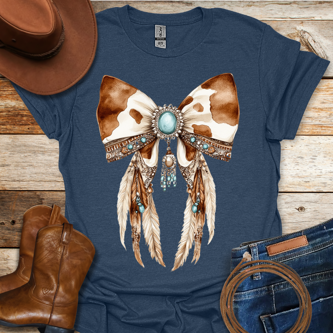 Cow Bow Feathers T-Shirt