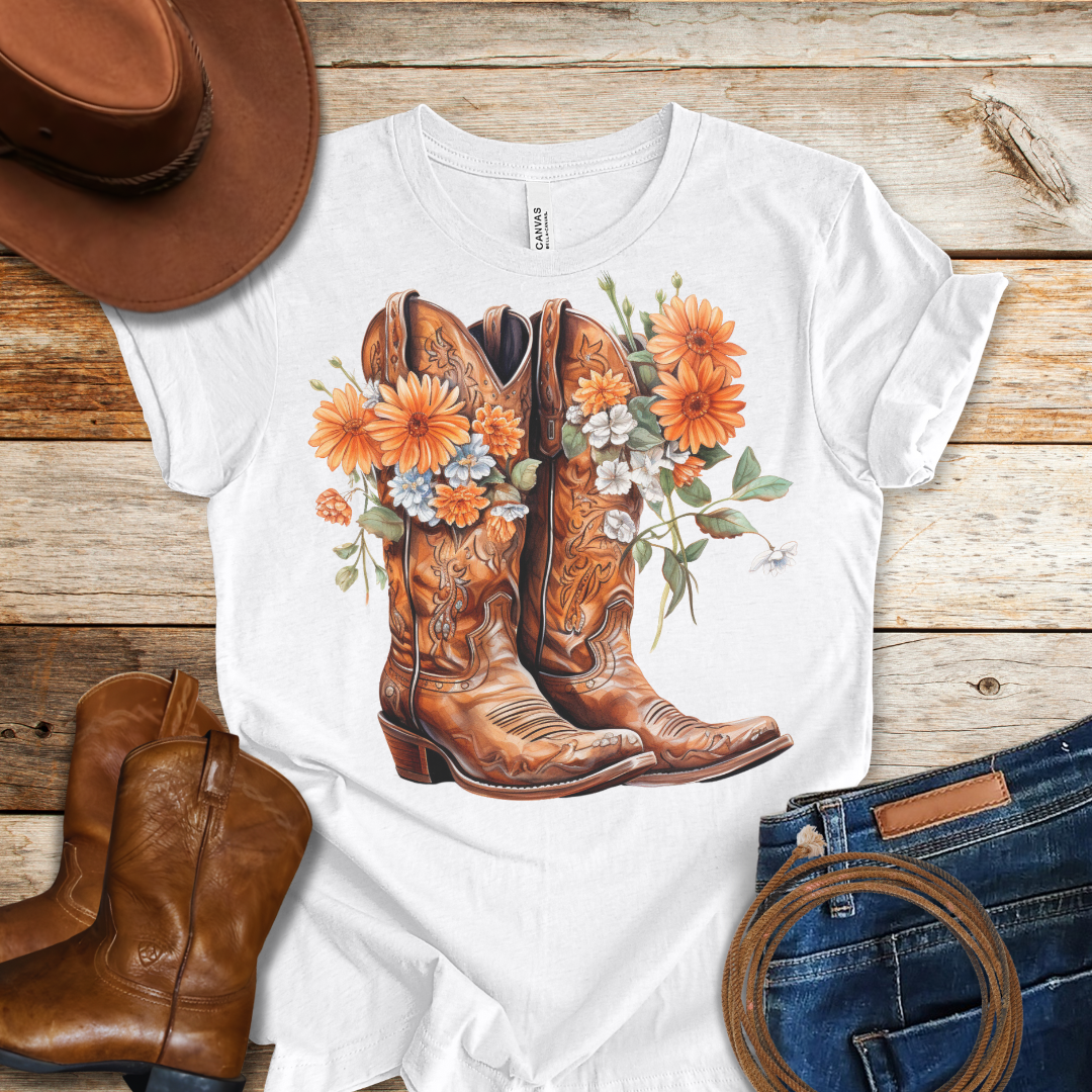 Gerbera Daisies Boots T-Shirt