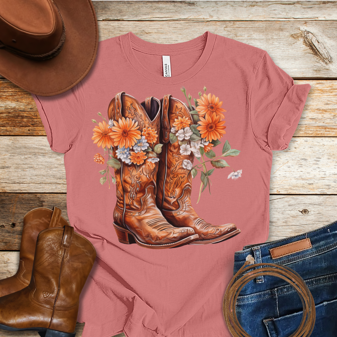 Gerbera Daisies Boots T-Shirt