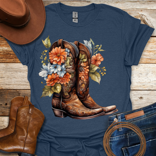 Bouquet Worn Boots T-Shirt