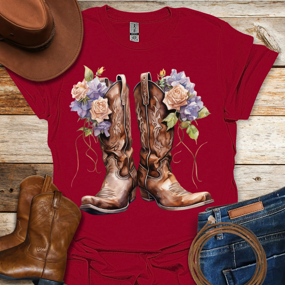 Worn Clematis Boots T-Shirt