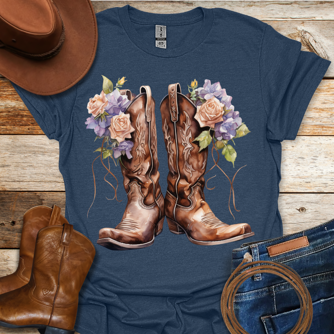 Worn Clematis Boots T-Shirt