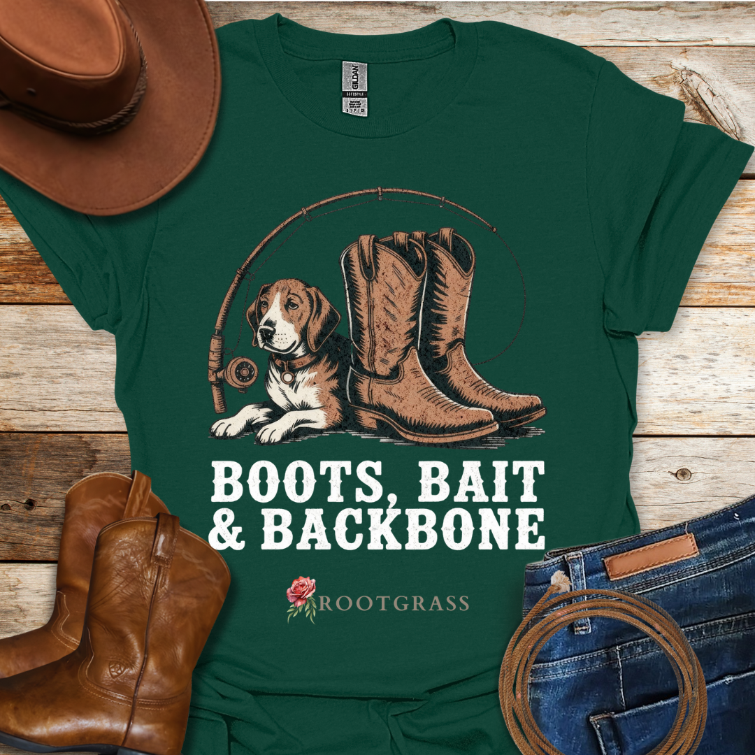 Boots, Bait, Backbone T-Shirt