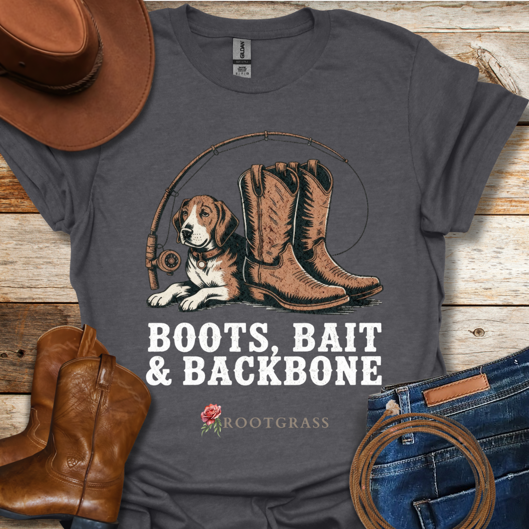 Boots, Bait, Backbone T-Shirt
