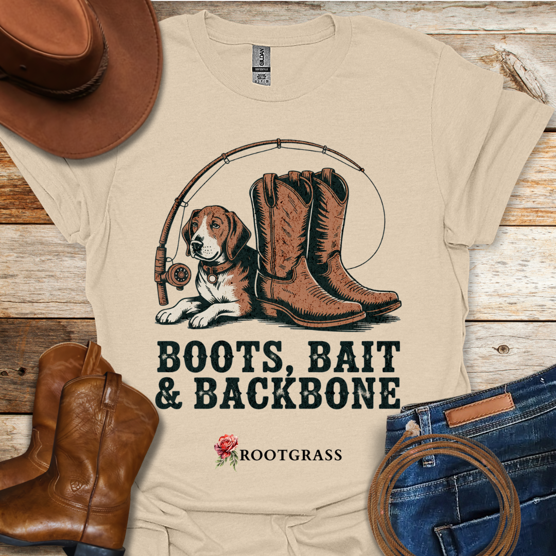 Boots, Bait, Backbone T-Shirt
