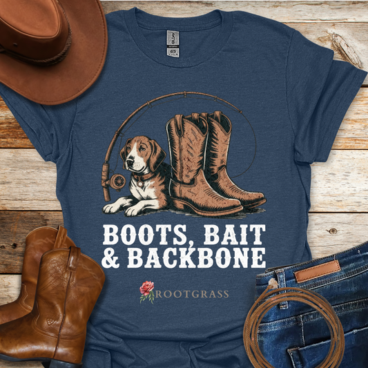 Boots, Bait, Backbone T-Shirt